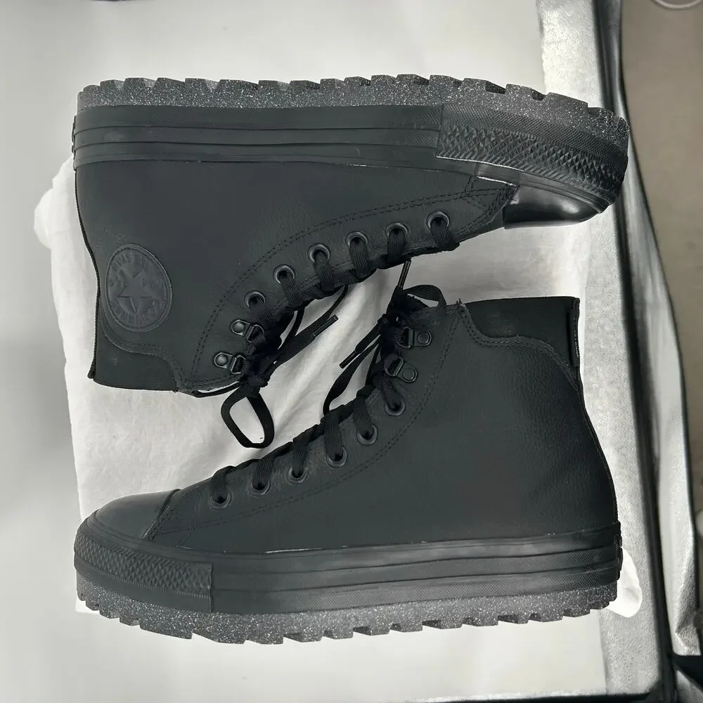 Men's Black Leather Converse Chuck Taylor All Star City Trek Sneakers Boots 9.5M - Picture 4 of 8